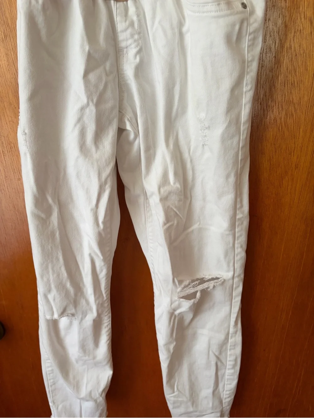 Jessica Simpson White Distressed Maternity Jeans with Nude Support Panel